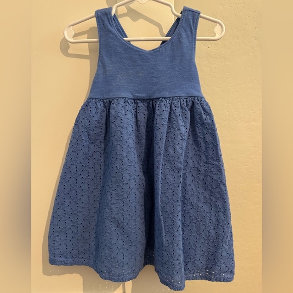 Cat & Jack Blue Eyelet Kids Dress With Bow 3T - Picture 1 of 3